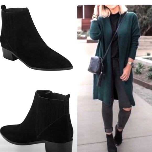 Marc Fisher LTD Yolli Women Black Ankle Boot Size 6 Suede Block Heel Bootie New - Picture 16 of 16